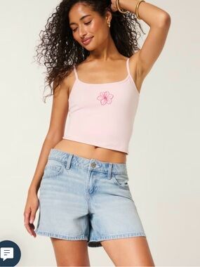 🆕 NWT Hollister Medium Denim Baggy Loose Low Rise Shorts